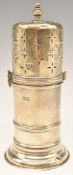 Victorian Goldsmiths & Silversmiths Co Ltd hallmarked silver sugar caster of plain cylindrical