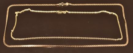 Two 9ct gold chains/ necklaces, 9.9g