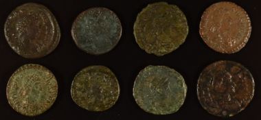Imperial Roman coinage AD379-395 Theodoius I, 7 small bronze coins together with an aelia