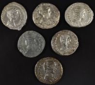 Roman Imperial coinage The Severan Dynasty AD193.235 six various silver Denarius to include two
