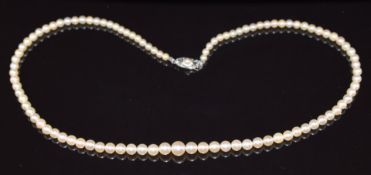 Mikimoto cultured pearl necklace, 42cm long, in original box