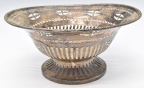 George VI hallmarked silver bon bon dish with pierced decoration, London 1938, maker Josiah Williams