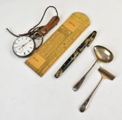 Wyvern fountain pen, hallmarked silver fusee lever pocket watch, hallmarked silver pusher and pap