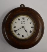 GWR 'pork pie' clock, numbered to dial 0-35, movement 50136 and case back 0.198 diameter of case