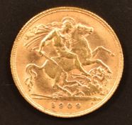 Edward VII 1909 gold half sovereign