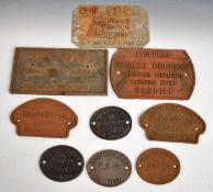 Nine railway wagon and similar interest cast plates to include two Wagon Repairs Limited Gloucester,