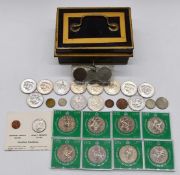 A quantity of modern crowns etc together with a 1953 Coronation set, Kennedy half dollar etc, in