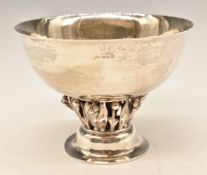 Georg Jensen hallmarked silver pedestal bowl supported on floral and foliate sprigs, with Danish