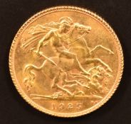 George V 1925 gold half sovereign