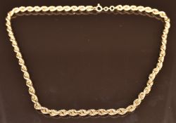 A 9ct gold rope twist necklace, 11.5g, 40cm long