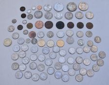 A collection of largely USA coinage, includes small silver content, state quarters etc together with