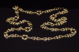 An 18ct gold necklace made up of lifebuoy links and D links, 98.1g, 88cm long