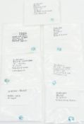 Seven loose blue zircons including 3.1ct, 3.6ct, 2.1ct all oval cut, 3ct cushion cut, etc