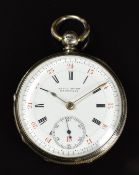 George A Hurt of Bakewell hallmarked silver pocket watch with inset subsidiary seconds dial, gold