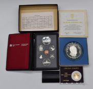 Republic of Panama 1974 20 Balboas silver coin, 130g, 62mm, with certificate, together with a USA