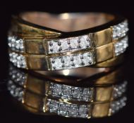A 9k gold ring set with diamonds, 6.9g, size N