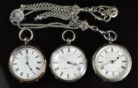 Dyson & Son Leeds and Wakefield silver pocket watch with Chester hallmark, together with two