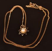 A 9ct gold pearl necklace, 2g