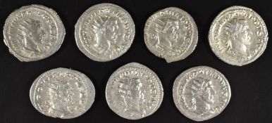 Roman imperial coinage Military Anarchy AD235-270 seven Philip I silver Antoninianus, diameter 20mm