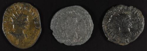 Roman Imperial coinage The Illyrian Emperors AD270-285 Vabalathus three bronze coins, each 22mm