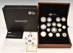 Royal Mint 2013 premium proof coin set with booklet, in wooden case and outer box