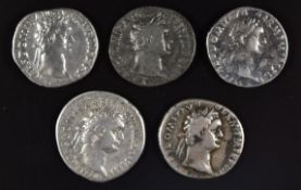 Roman Imperial coinage Flavian Dynasty AD69-96 Domitian four silver Denarius with a bronze