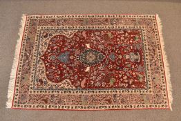 Turkish silk rug with Paradise Garden pattern, with certificate, 205 x 138cm
