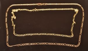 An 18ct gold chain/ necklace (3g) and a 9ct gold necklace, 3.4g