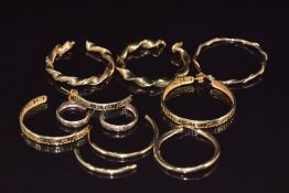 A collection of 9ct gold earrings including hoops, 16g