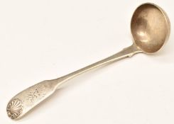 Scottish provincial hallmarked silver Fiddle and Shell pattern ladle, Perth circa late Georgian,