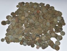 A large quantity of UK coinage dug from a garden, including round pounds, 50p pieces, 20p pieces