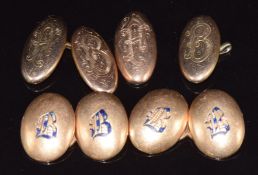 Two pairs of 9ct gold cufflinks, 12.1g