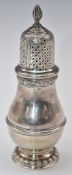Modern hallmarked silver sugar caster or large pepper, London 1966, maker William Comyns & Sons Ltd,
