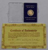 Queen Elizabeth II 9ct gold Royal Jubilee medallion coin, in case with certificate D1514, 2.5g