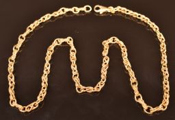 A 9ct gold necklace made up of textured and smooth links, 15g, 44cm long