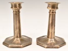 Pair of George V hallmarked silver octagonal candlesticks, Birmingham 1931, maker William Neale &