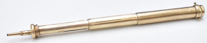 Sampson Mordan & Co. Victorian gold triple extension propelling pencil and dip pen with agate