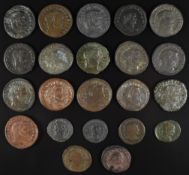Roman Imperial coinage The Tetrachy AD285-307 Diocletian twenty two bronze coins, diameter 20-28mm