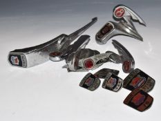 Ten Morris pre war car badges and mascots including 21, 8, Major, sixteen Oxford, 16 and van, length