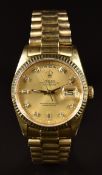 Rolex Oyster Perpetual Day-Date 18ct gold gentleman's automatic wristwatch ref. 18238 with day and