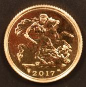 Queen Elizabeth II 2017 gold half sovereign