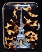 Late 19th/early 20thC French silver and gold inlaid metal bound pique purse decorated with the