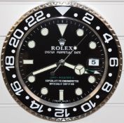 Rolex Oyster Perpetual GMT-Master II dealer's shop display advertising wall clock with black dial,