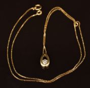 An 18ct gold necklace set with a diamond approximately 0.1ct, 3.7g