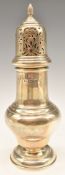 George VI hallmarked silver sugar caster of baluster form, Chester 1938, maker S Blanckensee & Son