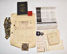 GWR and BR buttons, services rendered badge, railway map, GWR high standard certificate etc