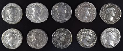 Roman Imperial coinage Adoptive Emperors AD96-138 Trajan ten silver Denarius, various reverses,