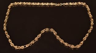 A 9ct gold necklace made up of knotted links, 23.8g, 44cm long