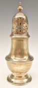 George V hallmarked silver sugar caster of baluster form, London 1926, maker William Comyns & Sons