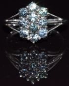 A 9k white gold ring set with sapphires, 2.9g, size N